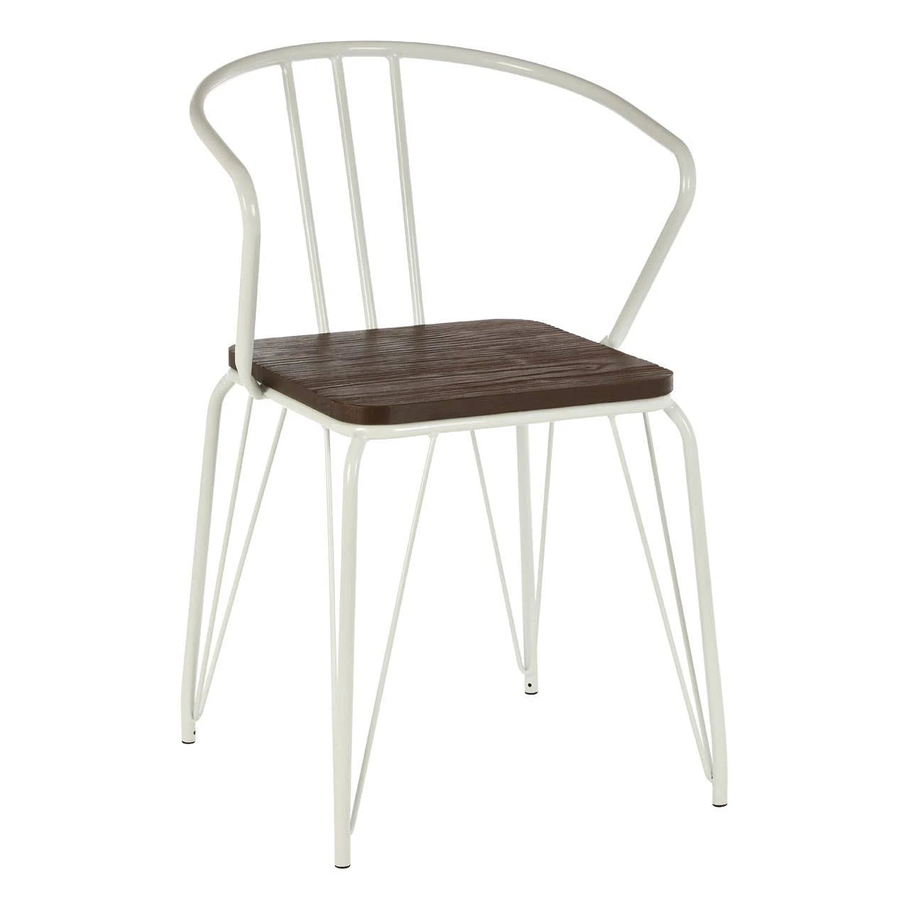 District White Metal And Elm Wood Armchair