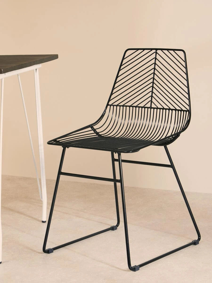 District Small Black Metal Wire Chair