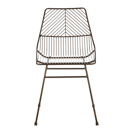 District Bronze Metal Wire Tapered Legs Chair