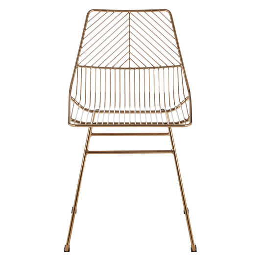 District Small Gold Finish Metal Wire Chair