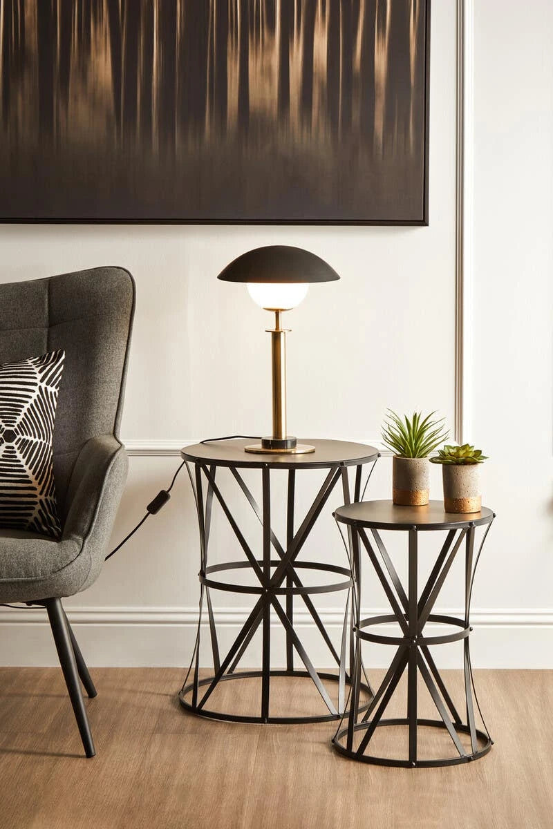 Avantis Set of 2 Cross Design Black Side Tables