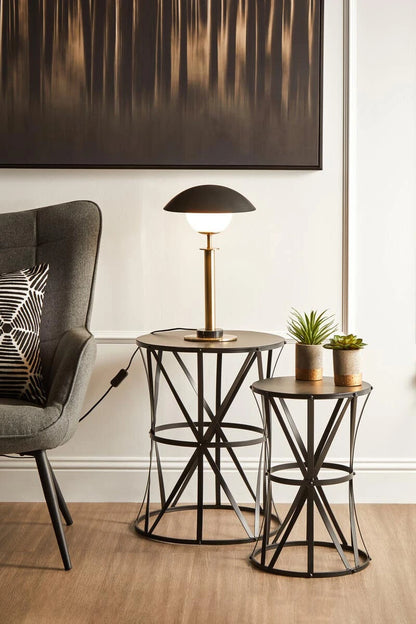 Avantis Set of 2 Cross Design Black Side Tables
