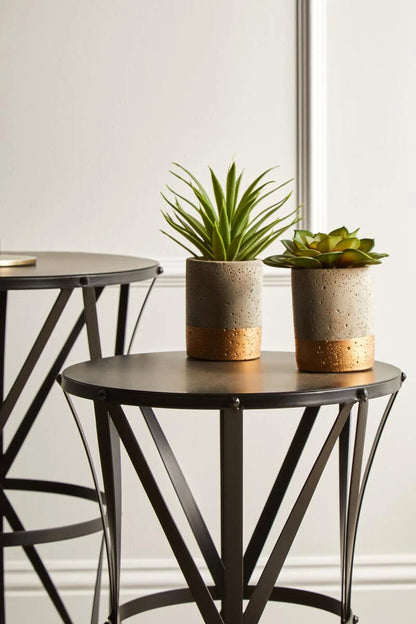 Avantis Set of 2 Cross Design Black Side Tables