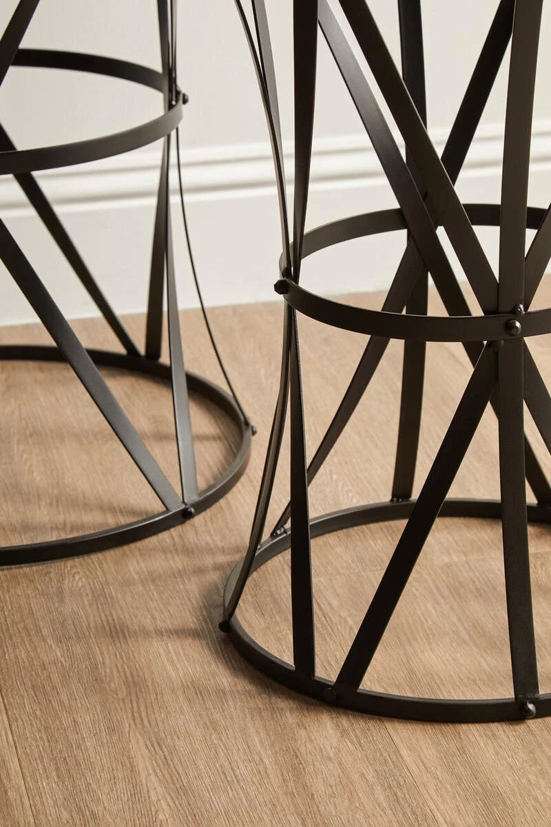 Avantis Set of 2 Cross Design Black Side Tables