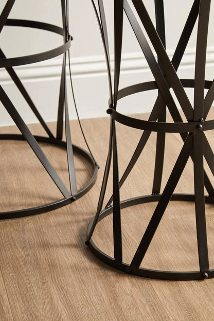 Avantis Set of 2 Cross Design Black Side Tables
