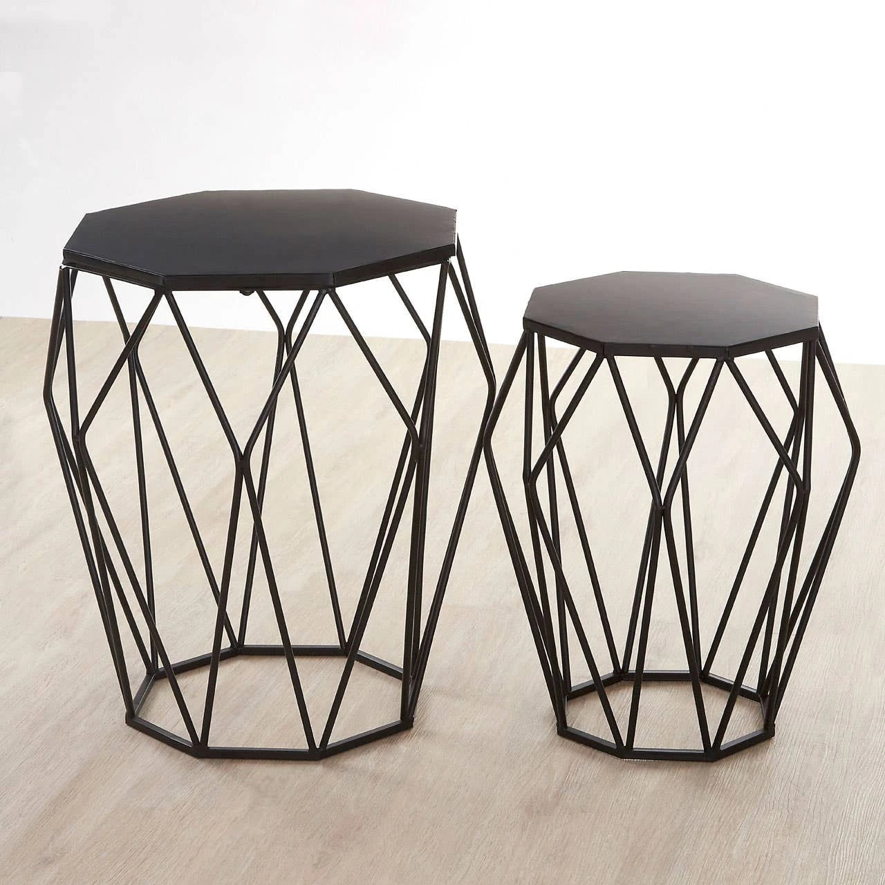 Avantis Set of 2 Black Metal Side Tables