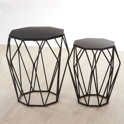 Avantis Set of 2 Black Metal Side Tables
