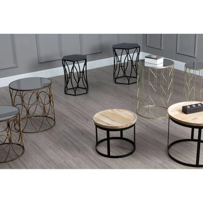 Avantis Art Deco Set of 2 Champagne Side Tables