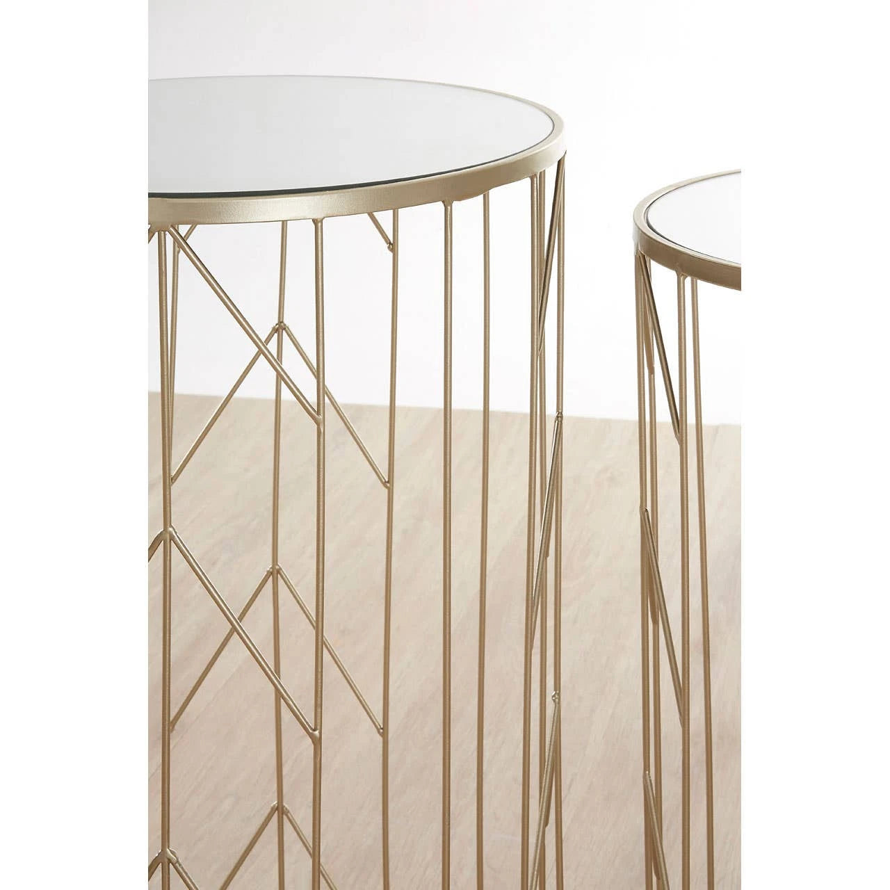 Avantis Art Deco Set of 2 Champagne Side Tables