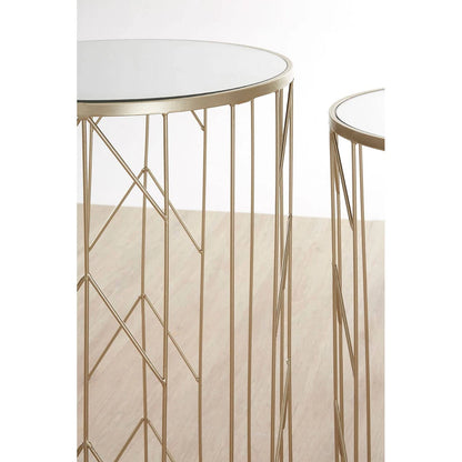 Avantis Art Deco Set of 2 Champagne Side Tables