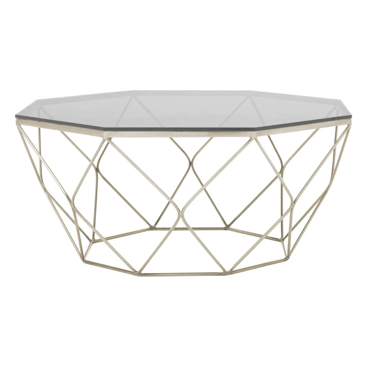 Allure Hexagon Coffee Table With Brushed Nickel Base