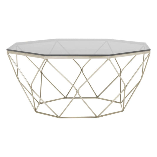 Allure Hexagon Coffee Table With Brushed Nickel Base
