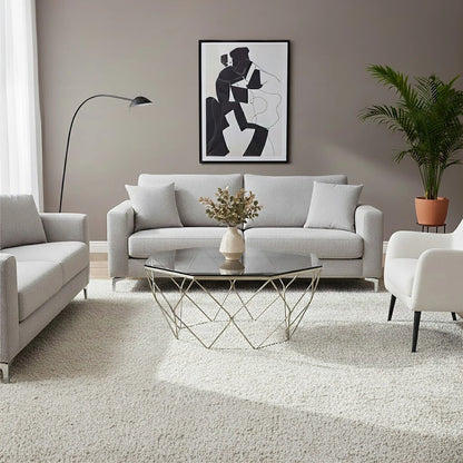 Allure Hexagon Coffee Table With Brushed Nickel Base