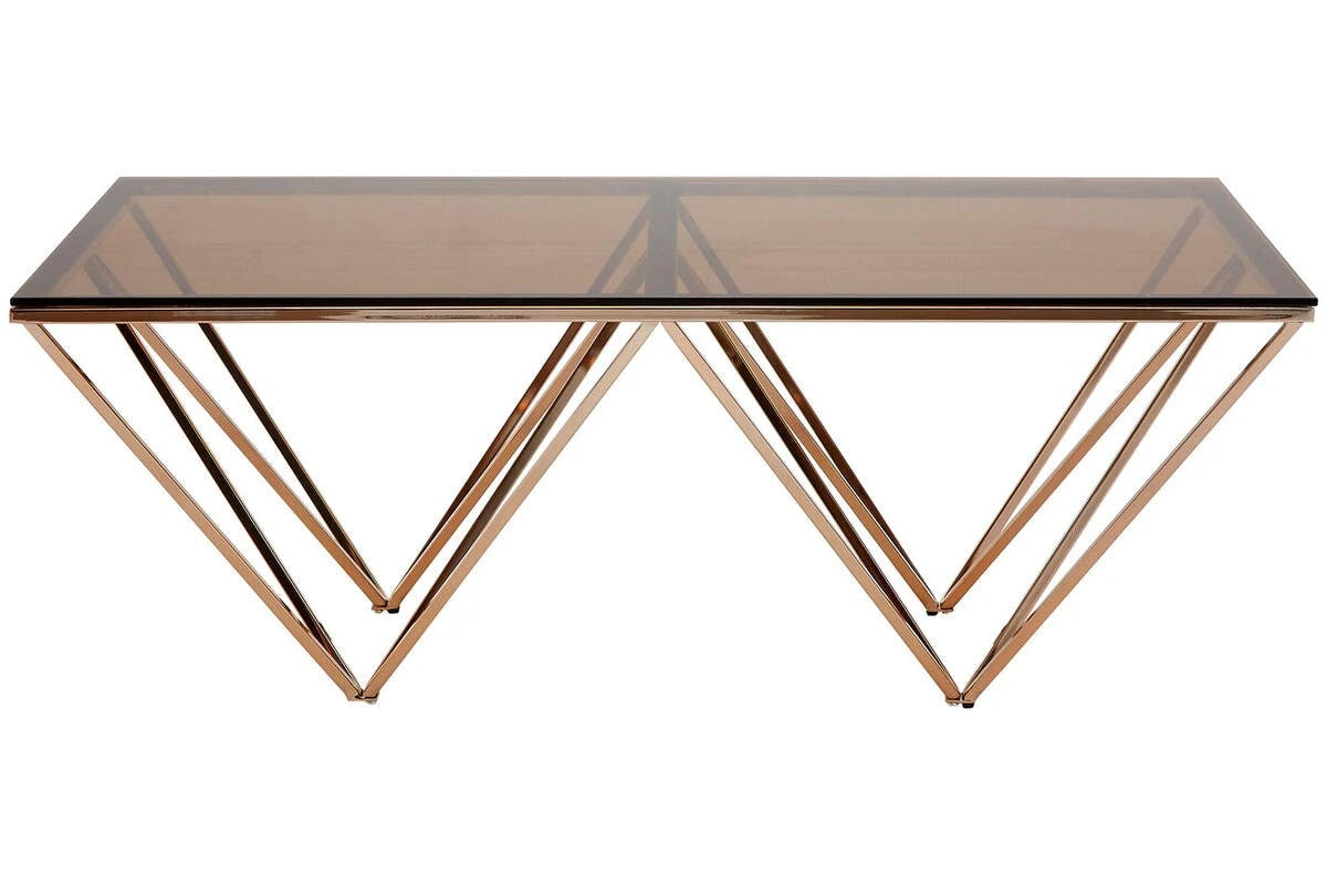 Allure Champagne Metal Prismatic Legs Coffee Table