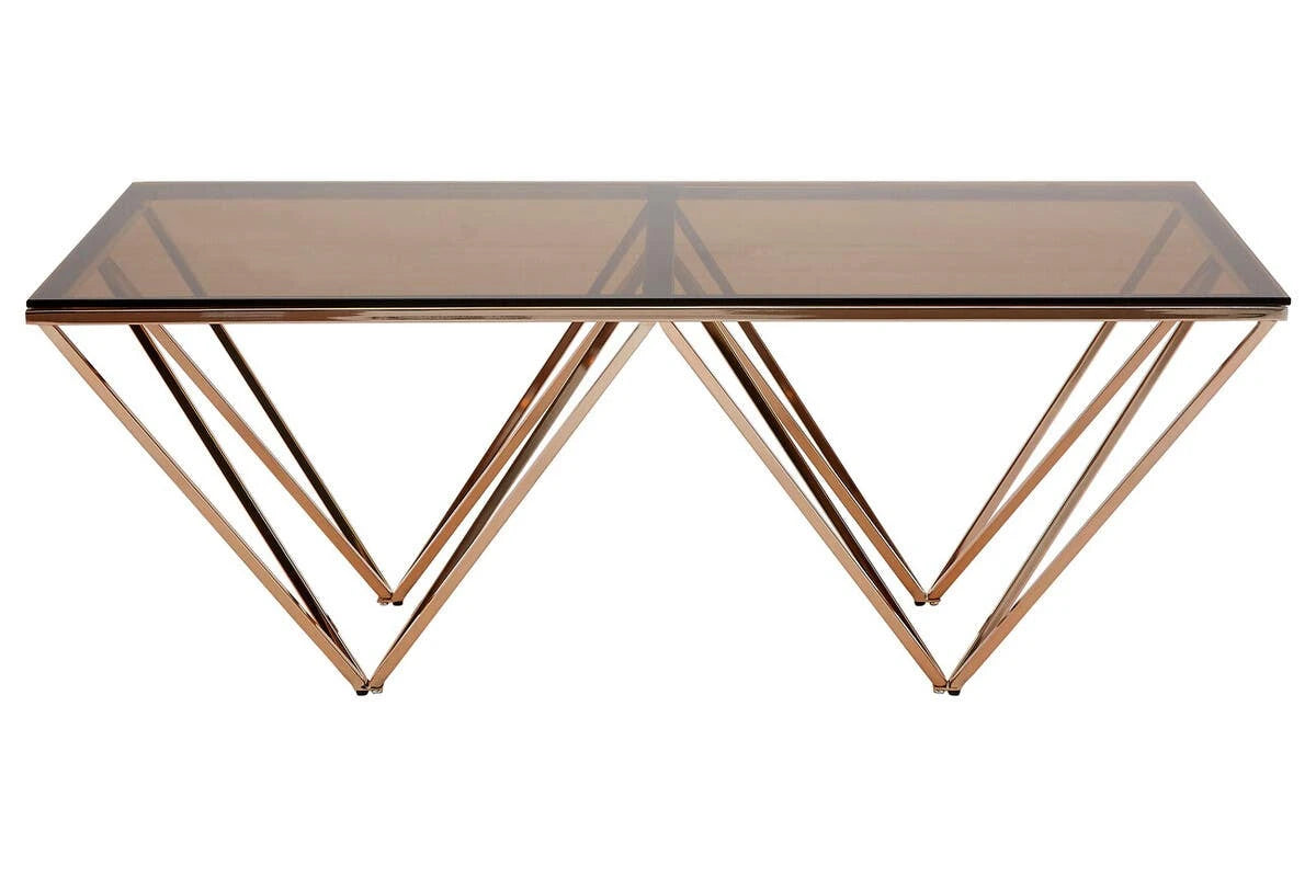 Allure Champagne Metal Prismatic Legs Coffee Table