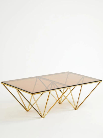 Allure Champagne Metal Prismatic Legs Coffee Table