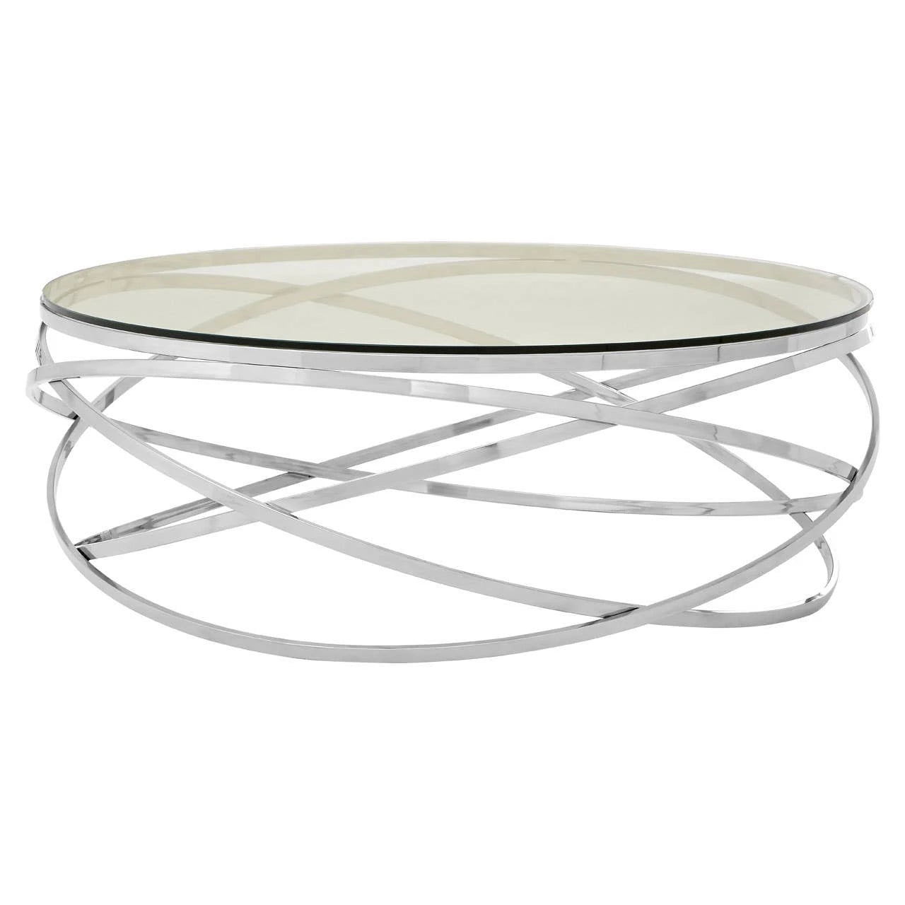Allure Round Silver Swirl Base Coffee Table