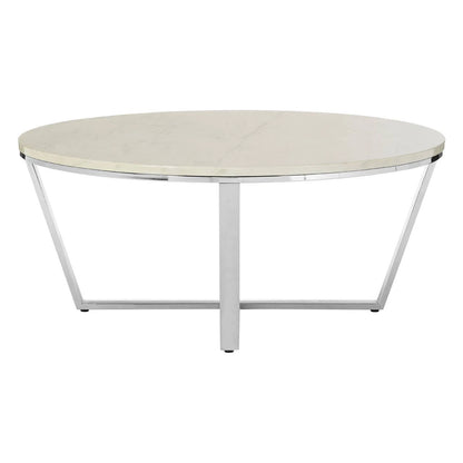 Allure Round White Faux Marble Coffee Table
