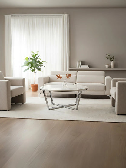 Allure Hexagon Tempered Glass Chrome Coffee Table