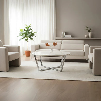 Allure Hexagon Tempered Glass Chrome Coffee Table