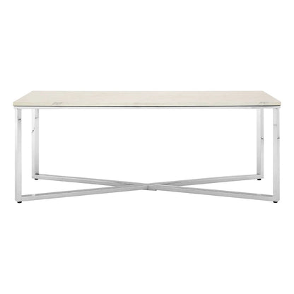Allure White Faux Marble Chrome Coffee Table
