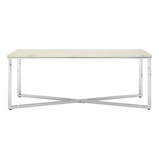 Allure White Faux Marble Chrome Coffee Table