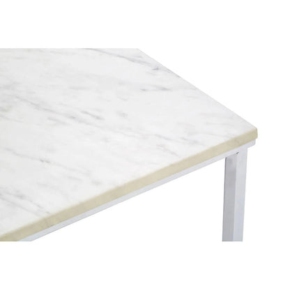Allure White Faux Marble Chrome Coffee Table