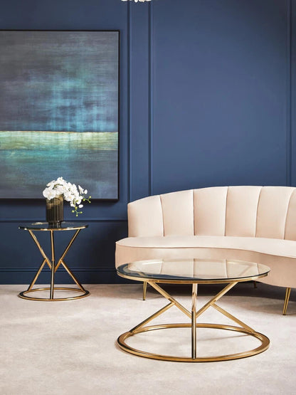 Allure Corseted Round Champagne Coffee Table