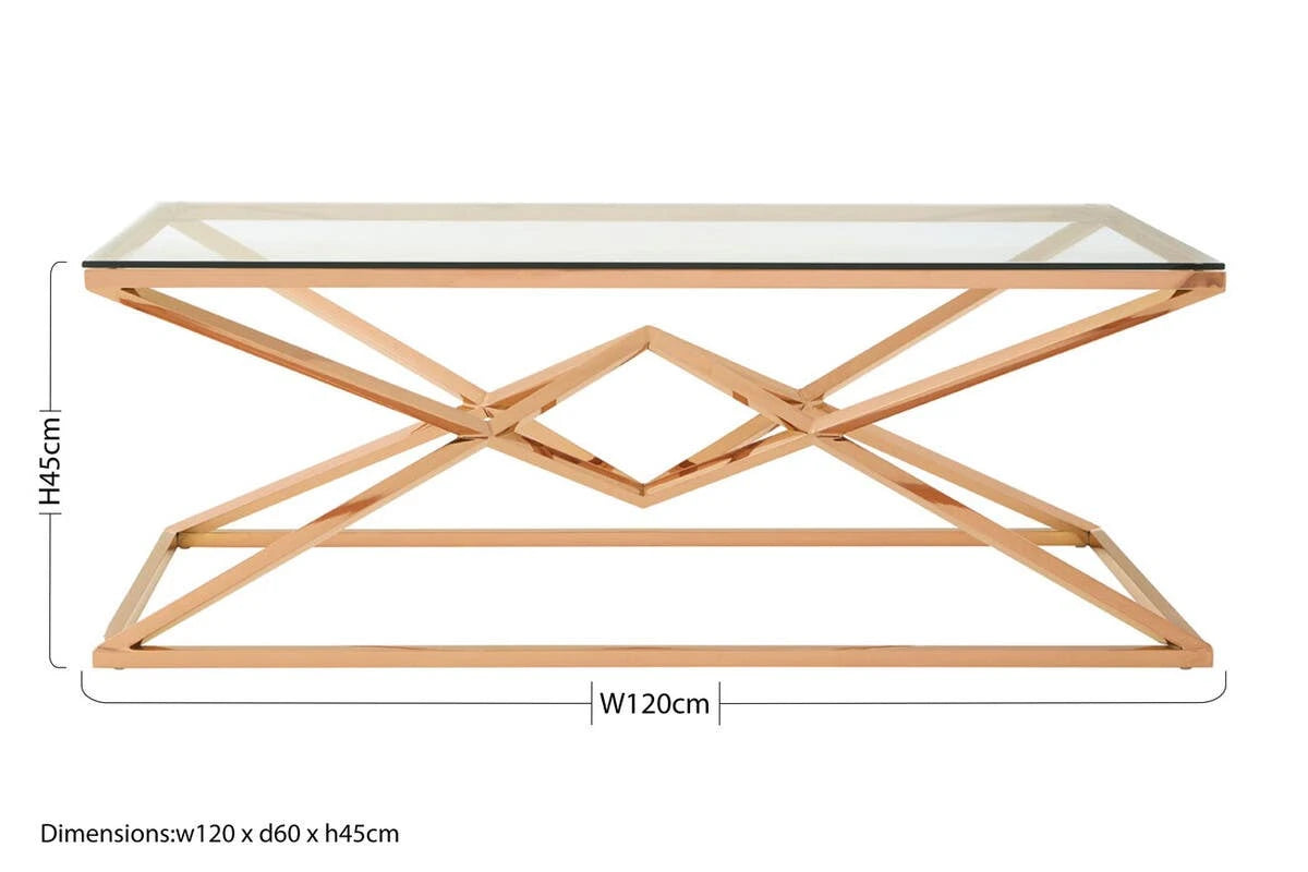 Allure Corseted Rose Gold Coffee Table