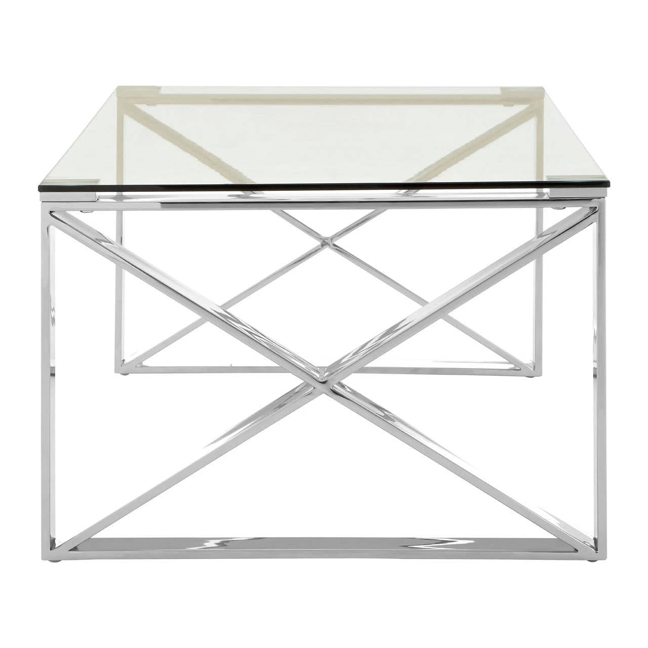 Allure Clear Glass Cross Legs Coffee Table