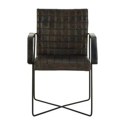 Buffalo Iron And Grey Leather Weave Chair