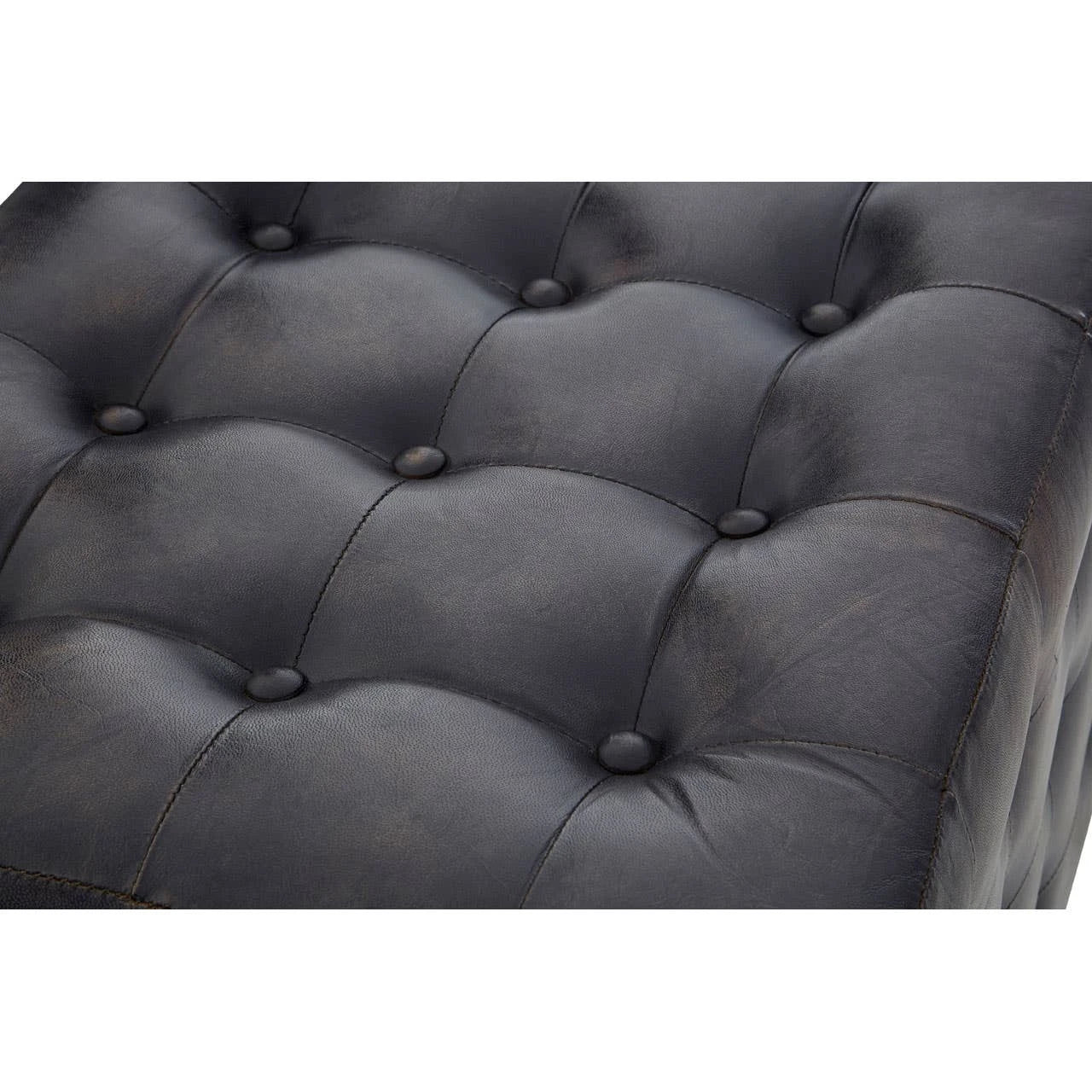 Buffalo Antique Brown Button Tufted Leather Ottoman