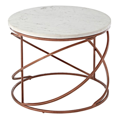 Nirav White Marble and Brass Finish Coffee Table