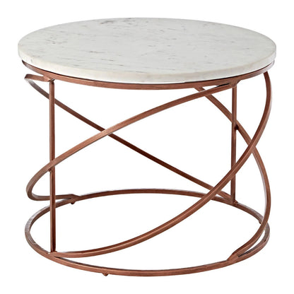 Nirav White Marble and Brass Finish Coffee Table