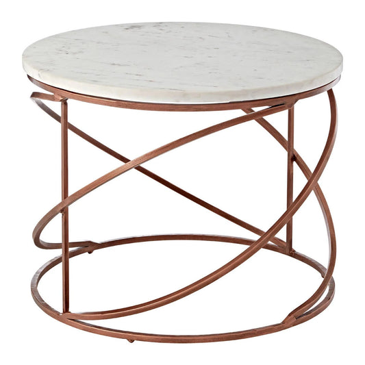 Nirav White Marble and Brass Finish Coffee Table