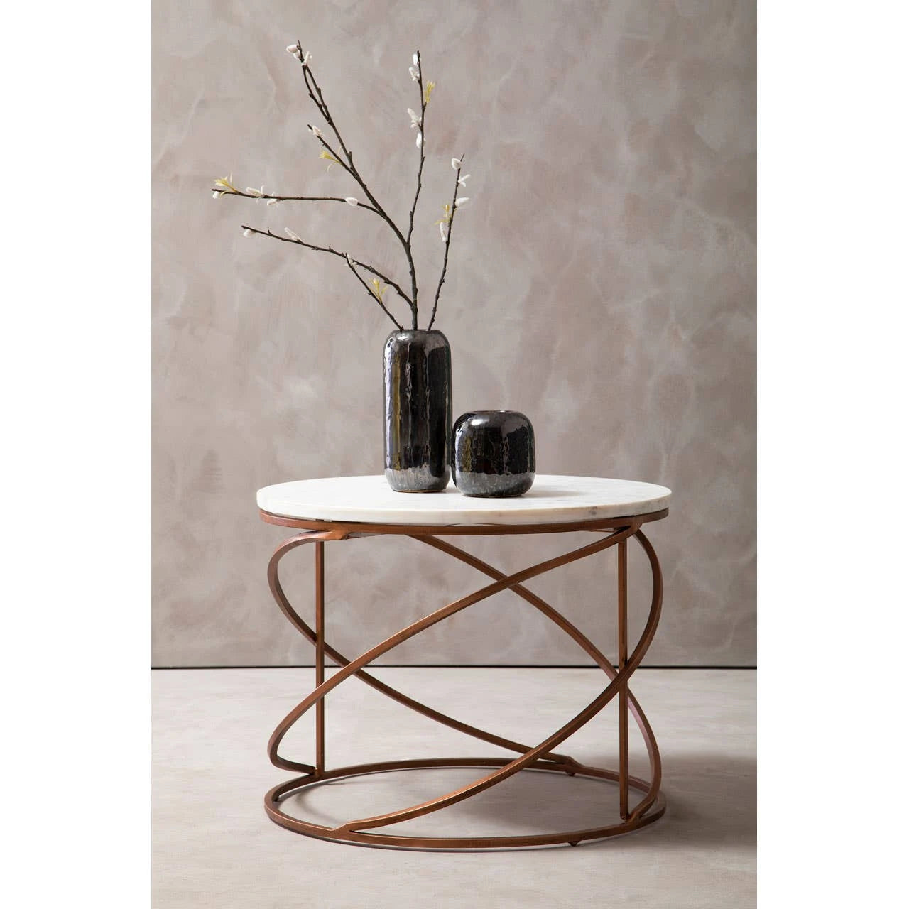 Nirav White Marble and Brass Finish Coffee Table