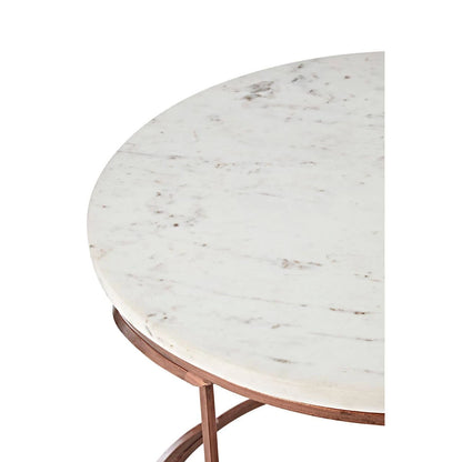 Nirav White Marble and Brass Finish Coffee Table