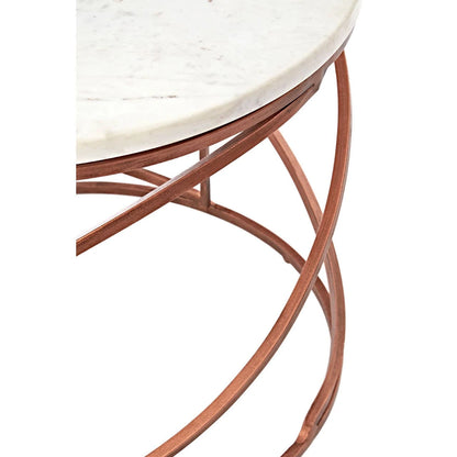 Nirav White Marble and Brass Finish Coffee Table