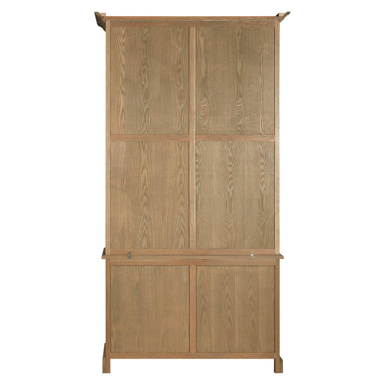 Lyon Oak Wood Tall Cabinet with Washed Grey Finish