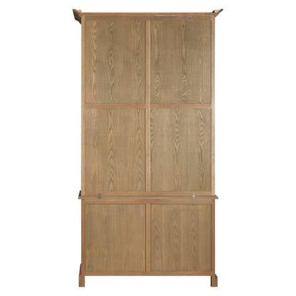 Lyon Oak Wood Tall Cabinet with Washed Grey Finish