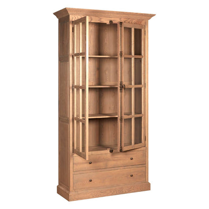 Lyon Washed Grey Finish Oak Wood Tall Cabinet