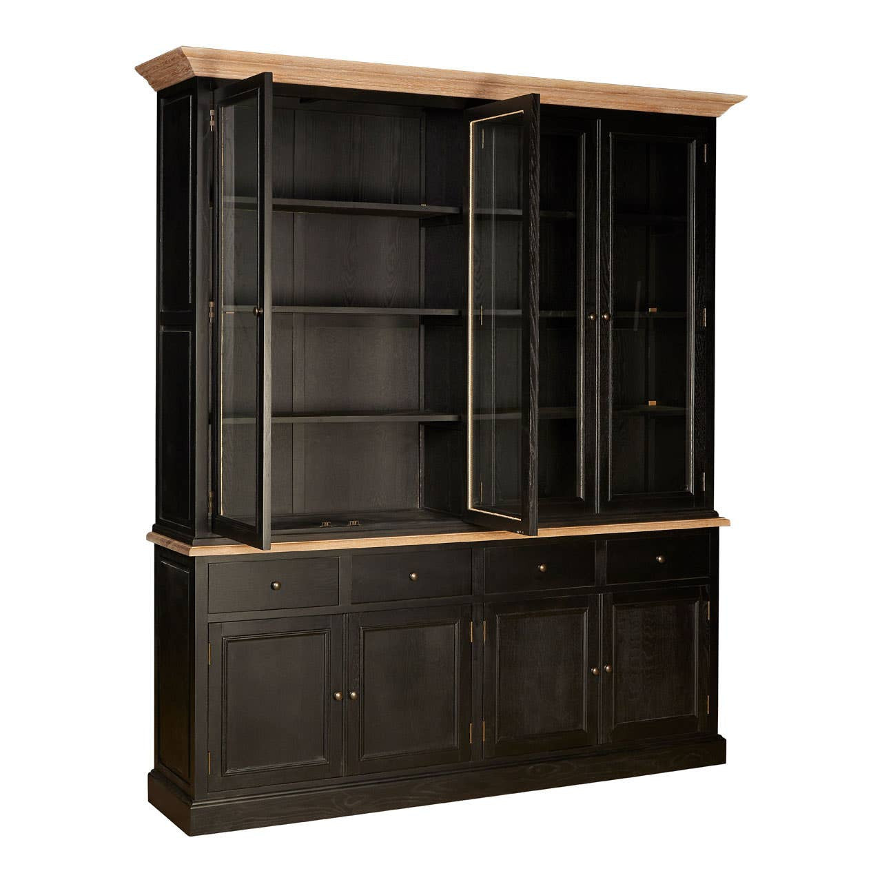 Lyon Black Oak Wood Large Cabinet