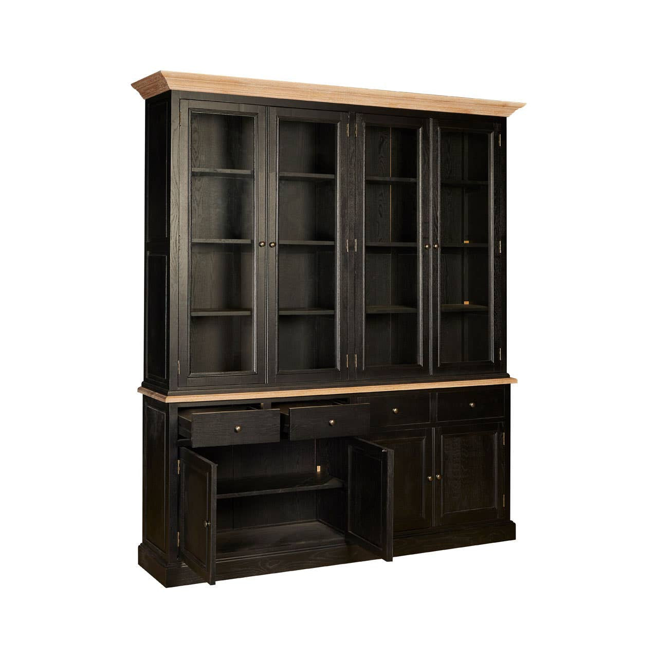 Lyon Black Oak Wood Large Cabinet