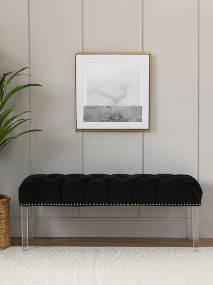 Clarence Black Velvet Bench