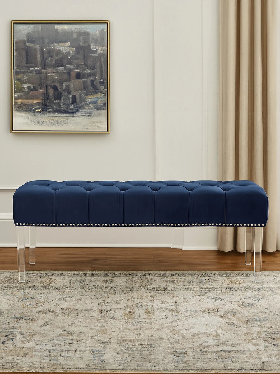 Clarence Blue Velvet Bench