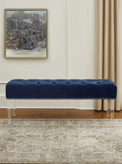 Clarence Blue Velvet Bench