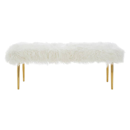 Clarence Fur Effect Bench with Gold Legs