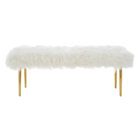 Clarence Fur Effect Bench with Gold Legs