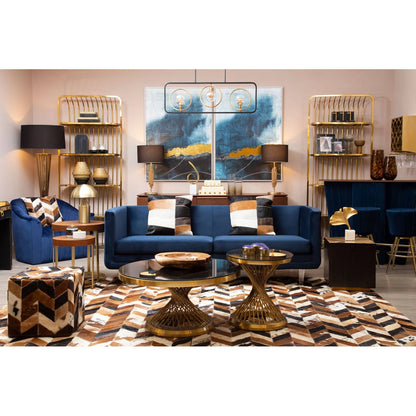 Opel Deep Blue Velvet Armchair