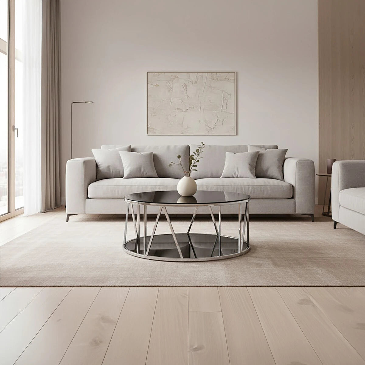 Alvaro Round Chrome Finish Coffee Table